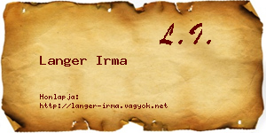 Langer Irma névjegykártya